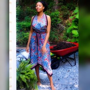 New York & Co BOW TIE PAISLEY ZIPPED DRESS